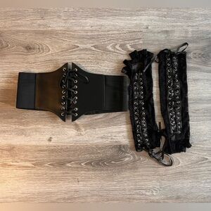 Halloween Costume Black Lace-Up Corset Belt